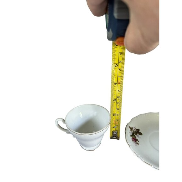 Tuscan Bone China Demitasse Tea Cup & Saucer Set Pink Rose Floral Pattern - Picture 11 of 11